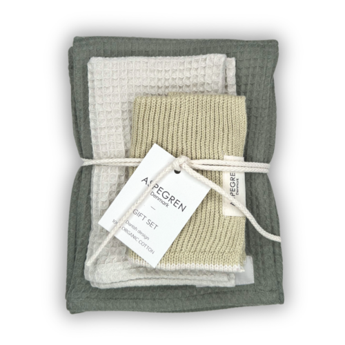Biologisch katoen set theedoek - wasabi 4 Biologisch katoen set theedoek - groen