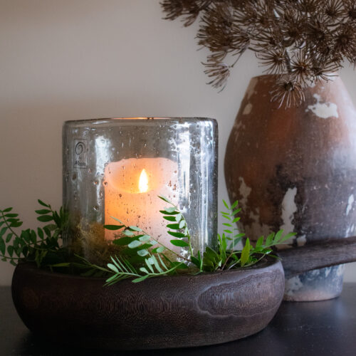 Schaal hout met handvat 2 Houten schaal met handvat