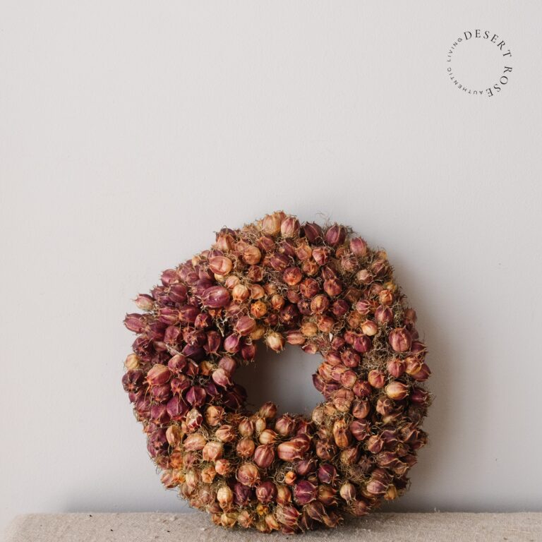 Collectie van landelijke woonaccessoires 17 Gedroogde bloemen krans 30cm oud roze