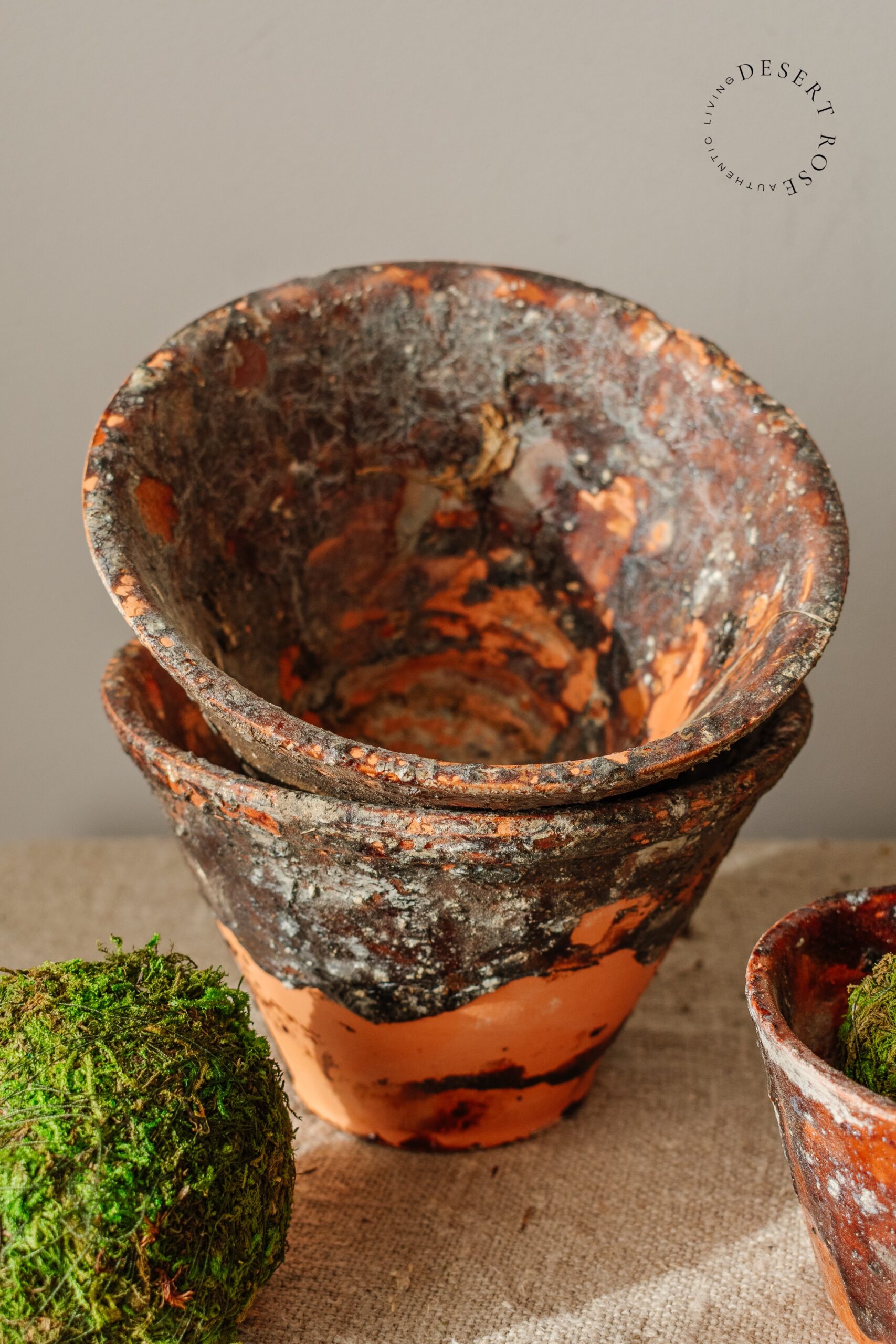 Brocante Franse terracotta harspotten Brocante Franse terracotta harspotten