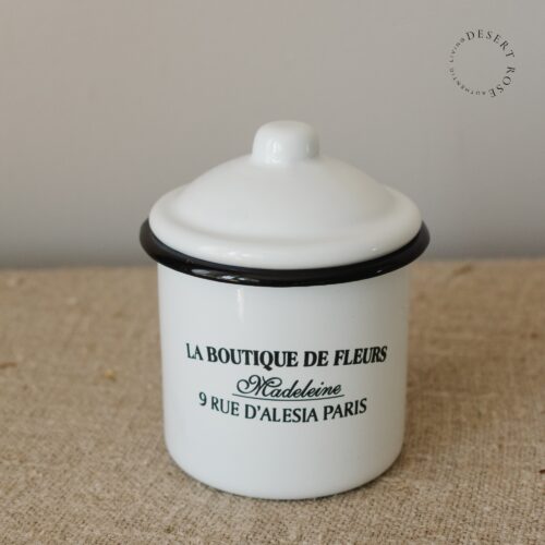 Brocante emaille voorraadpotje