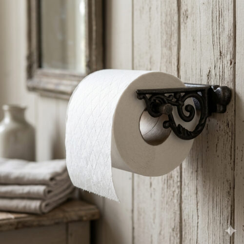 Toiletrolhouder gietijzer zwart