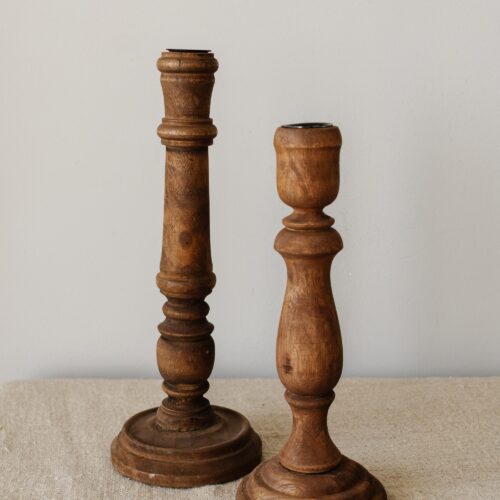 Set houten kandelaars