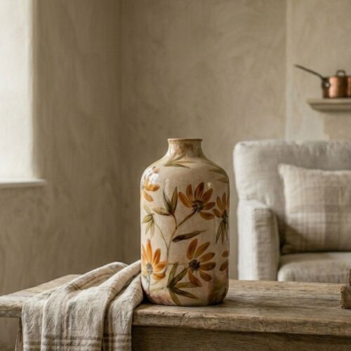 Decoratieve keramische vaas brocante stijl